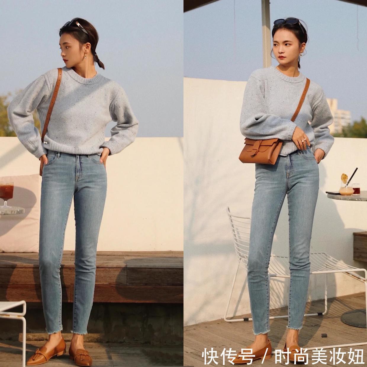 h型|秋冬裤子不用买太多,用一条牛仔裤就够了,打造高级时髦范