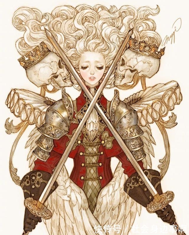 中世纪|画师绘制“卡牌真人化”，采用复古中世纪风格，变身繁琐风美少女！