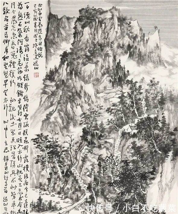 水墨#书画一体,意蕴无尽|白云飞水墨山水画