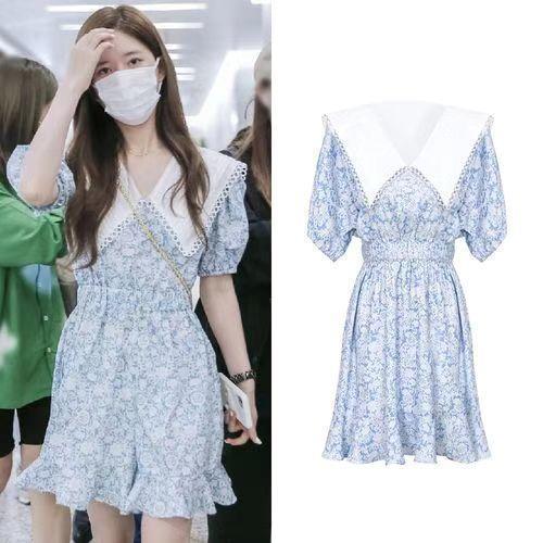 小姐姐|蓝盈莹又“火”了，穿碎花连衣裙清新减龄，秀出“漫画腿”好抢镜