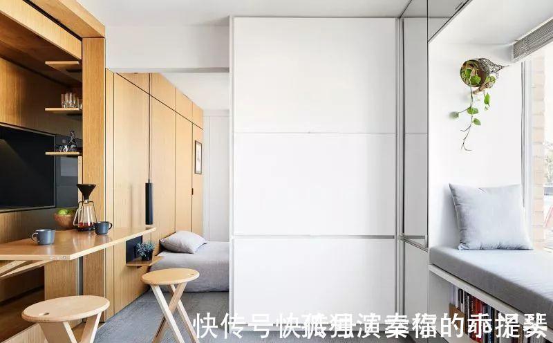 柜门|35㎡迷你小宅,定制柜解决全屋收纳,还有隐形餐桌!