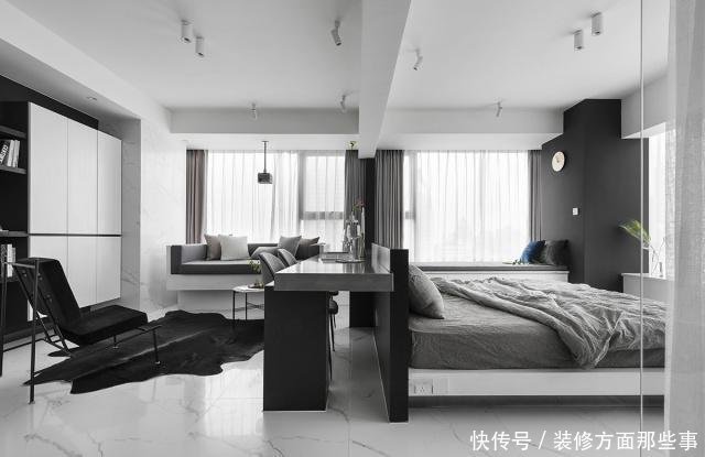 居室|62平黑白灰简约风一居室,看似简单,实则韵味无穷