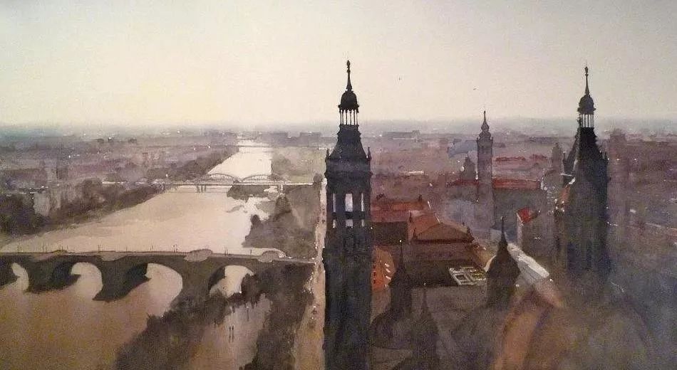 美术学院#Charles Villeneuve 的超美的城市风情水彩！