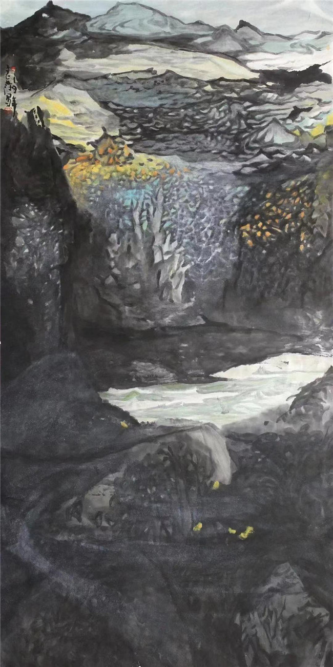 吴良@艺术鉴赏网:山水画名家吴良发“色墨混合”艺术构想