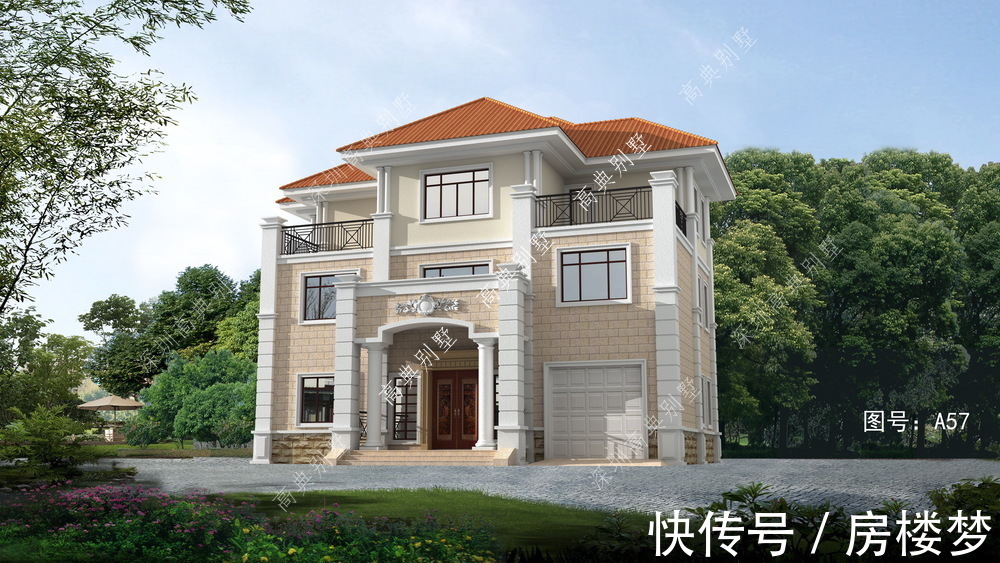 欧式|这款欧式别墅设计，外观简洁精致，施工方便。