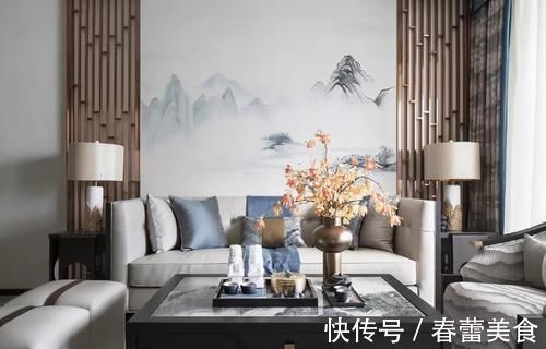 烟灰蓝|125㎡装出不一样的中式,烟灰蓝的加入更清爽,这种美看不腻