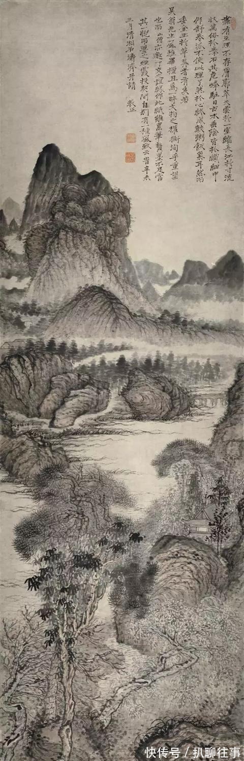 西岩松雪图@清初四大画僧笔下的意境山水,不只是养眼