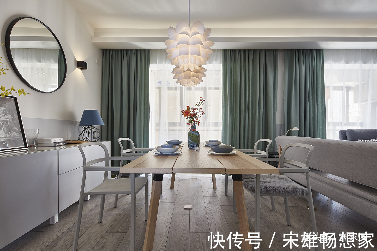 小餐桌|北欧风格三居,玄关全身镜和储物空间,美感与实用的结合!