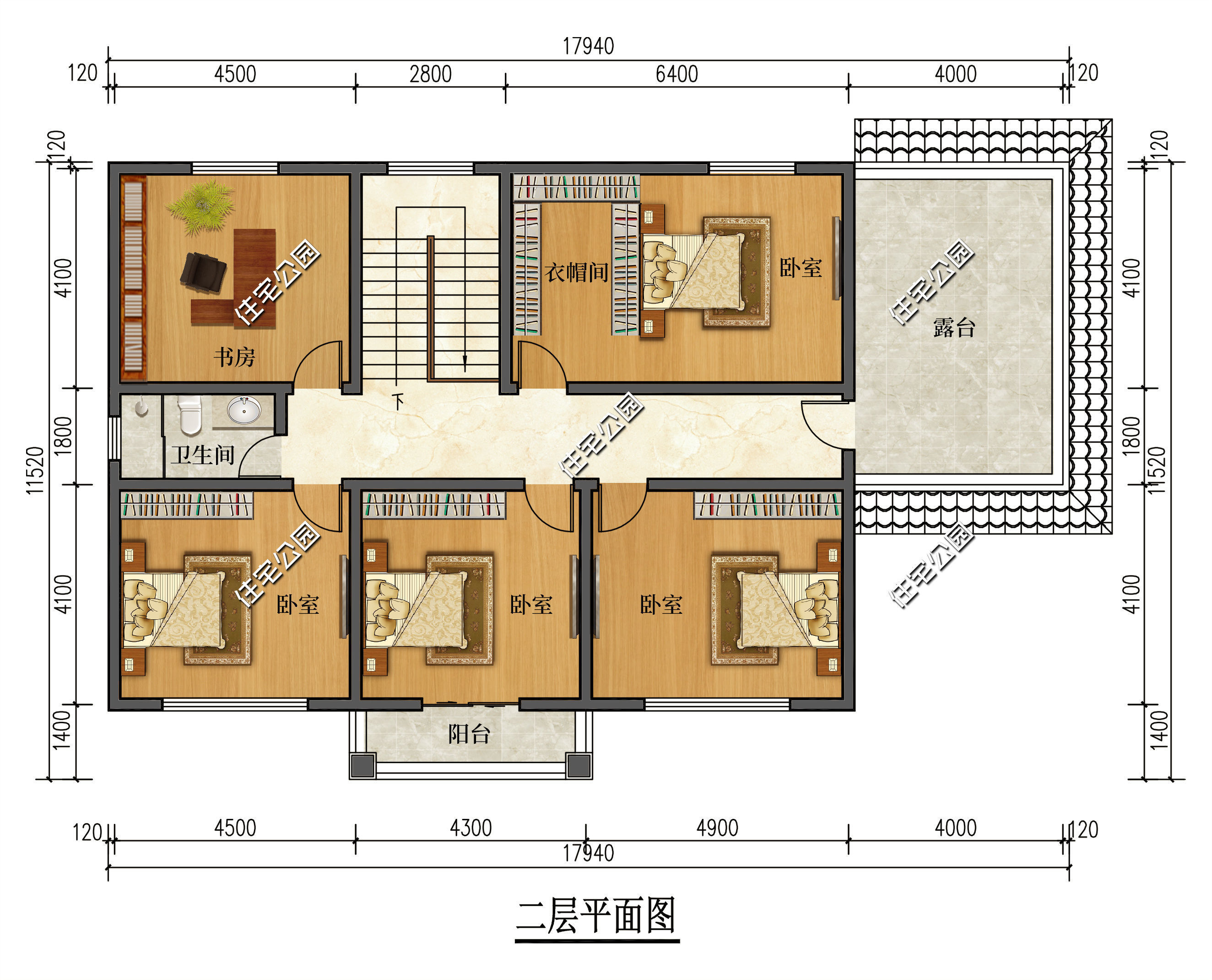 小宅|18×12米二层小宅，多间卧室朝南设计，东墙无窗靠近邻居也能建