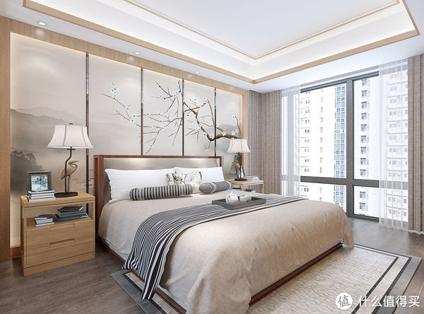 主卧室|全房原木色系的新中式风装修,真的很显温馨,简单又有品味,耐看