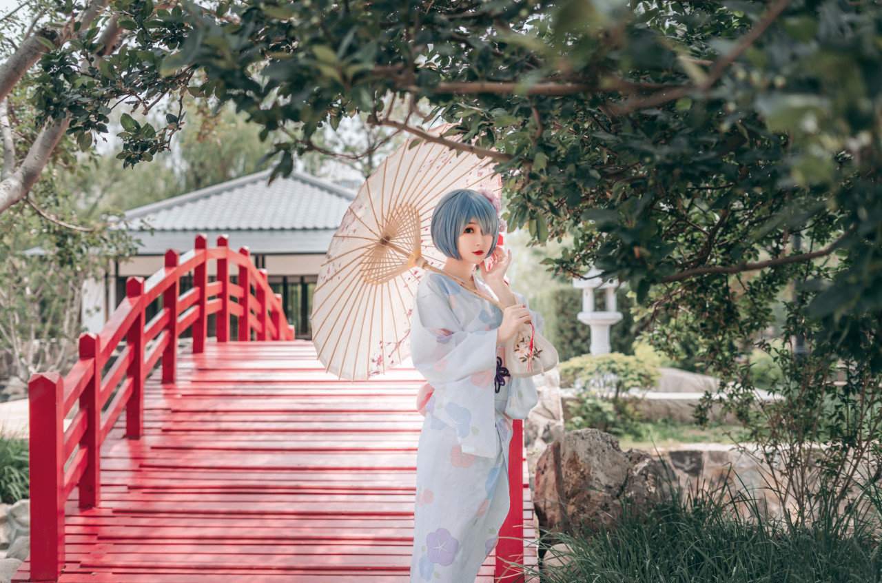 花伞|cos:浴衣蕾姆,花伞下的思念