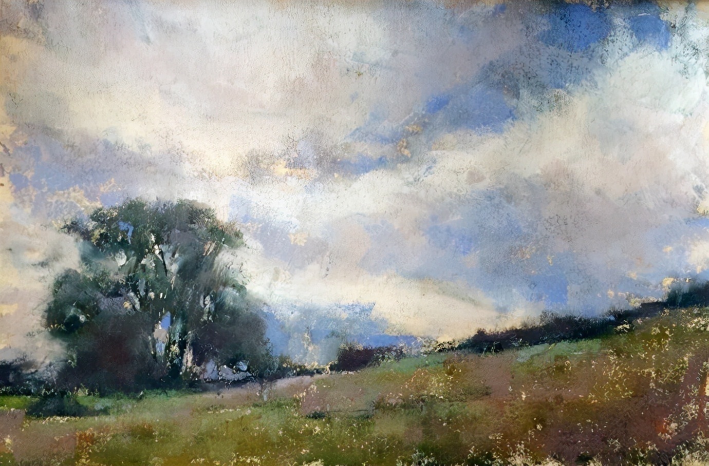 美国#美国艺术家阿奎尔柔和的风景油画,画里充满了阳光温馨美好