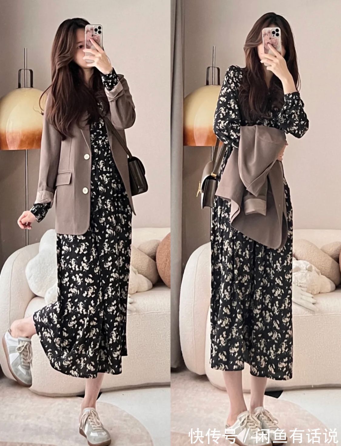 穿搭 春天穿西装该配裤子还是裙子?看韩国博主示范就知道,差别有点大