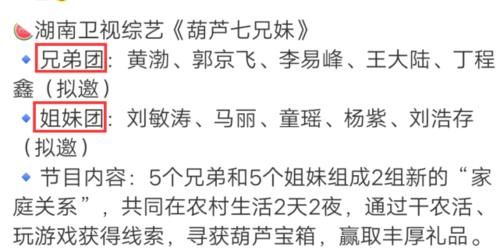 刘敏涛|《葫芦七兄妹》曝嘉宾,杨紫、丁程鑫被拟邀,或将开启农村生活