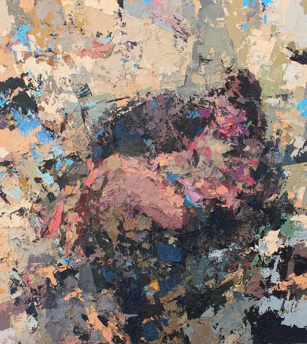 纹理&他将杂碎的色块,厚重的纹理,融于画中的人物