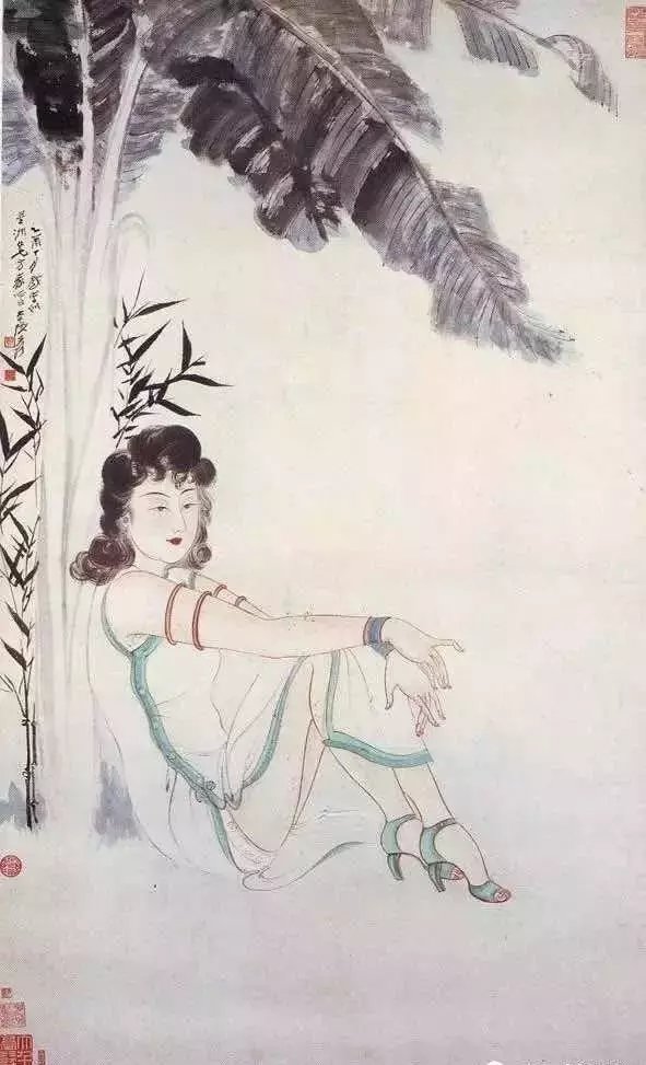 张大千绘制|国画里的旗袍