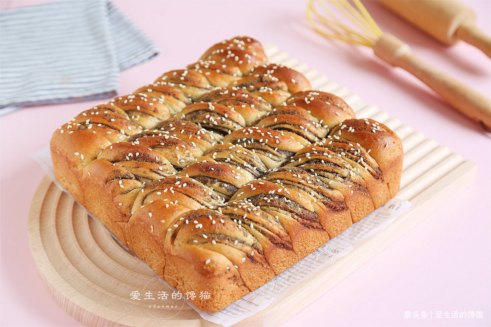 芝麻酱面包卷,柔软拉丝,超好吃,做法简单,小白也一次成功