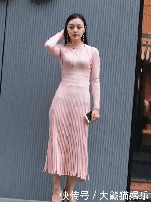 粉色连衣裙,知性优雅,高级养眼