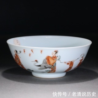 器型$清,矾红群仙碗,器型规整大气