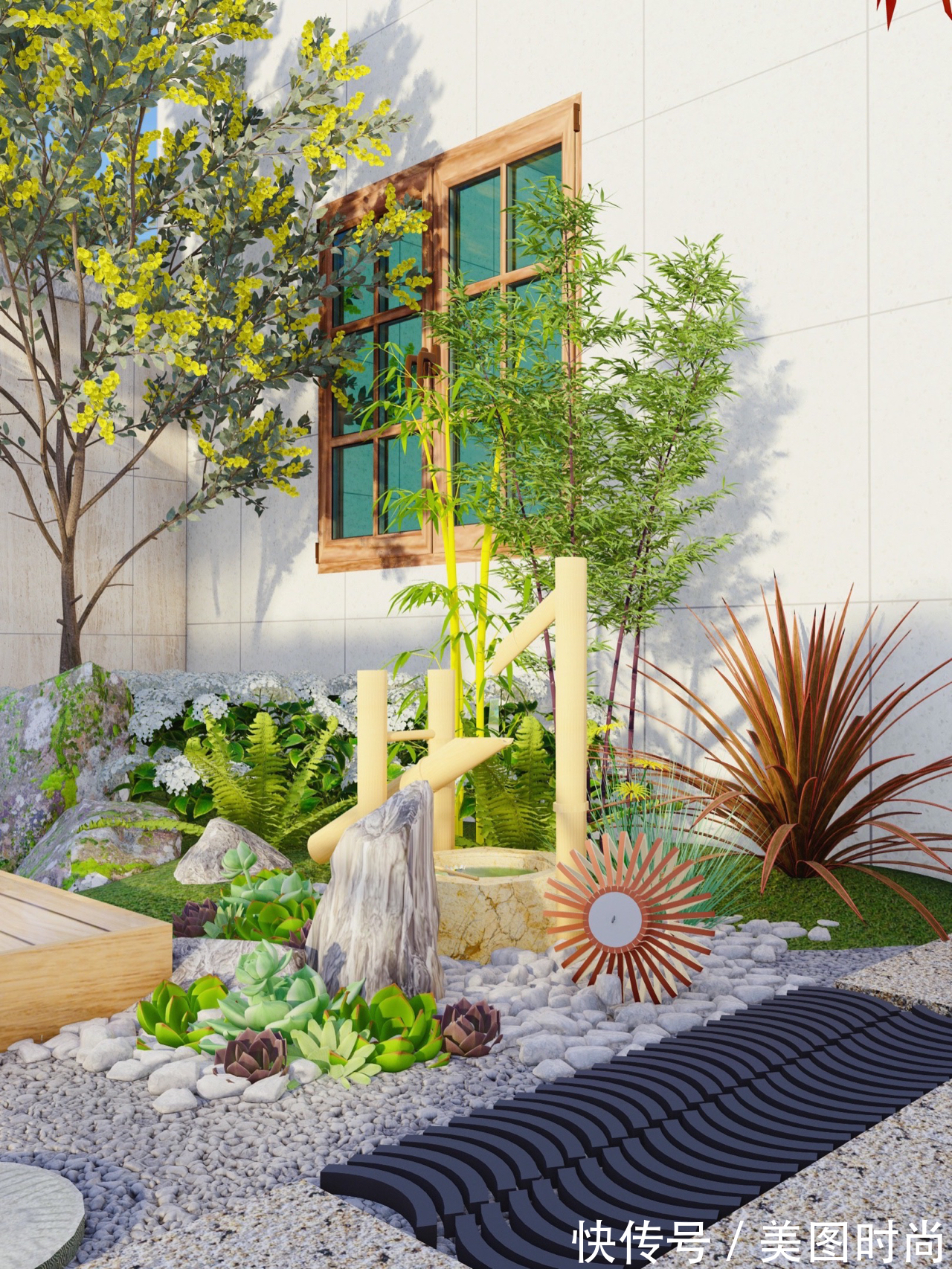 花园|30㎡上下庭院如何设计?这种精致的治愈系现代风小花园,太好看啦