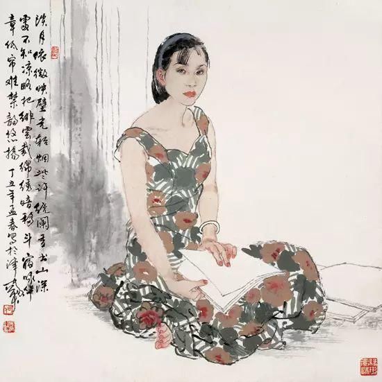 绢本!国画:何家英画笔下的怜怜女儿态,不同寻常的美感!