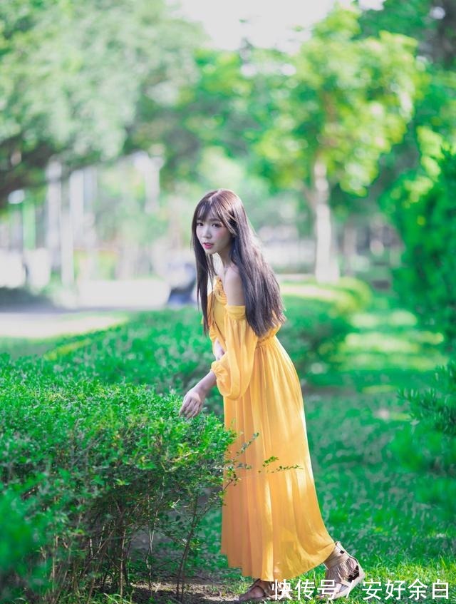 一字肩 黄色一字肩连衣裙,充满活力的色彩,演绎青春时尚的自己!