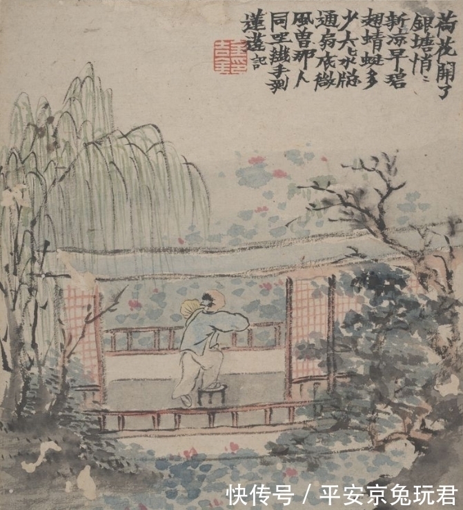 消夏图#可可爱爱,金农图中的生动趣味,这是个有趣的老头