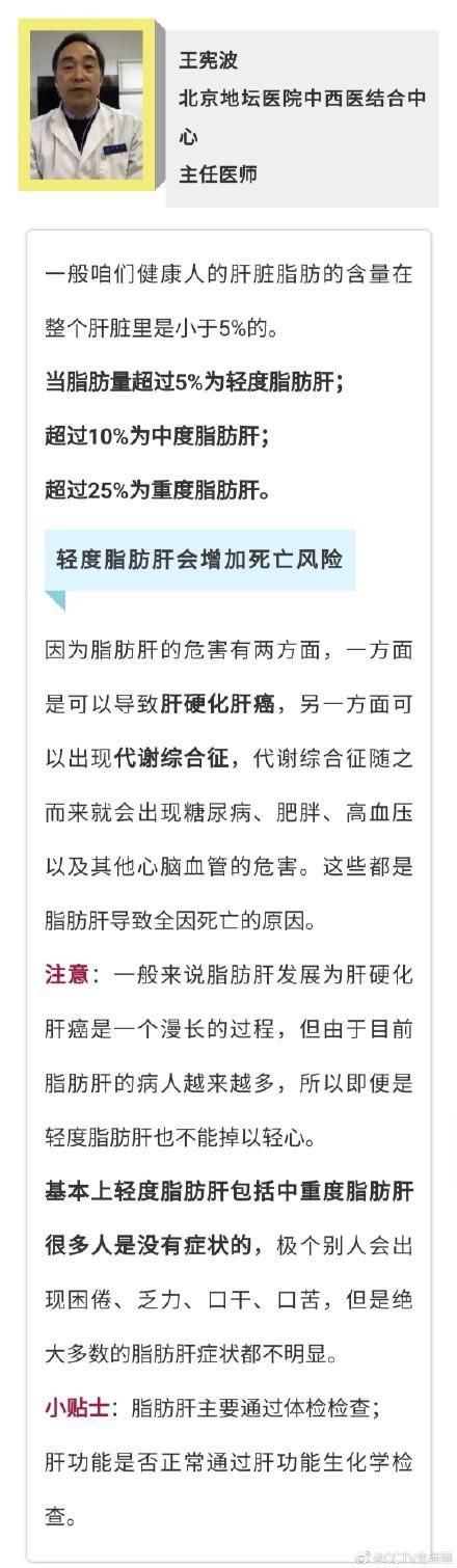 别不当回事！轻度脂肪肝会增加死亡风险！