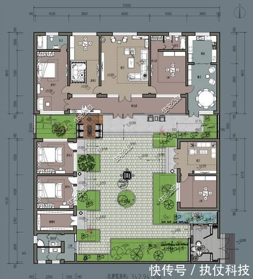 占地|3套适合新农村盖的中式合院,造价40万起,第2套大美