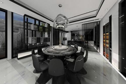 高奢风|956平精品别墅空间，张力线条造型剪裁，黑白搭配现代高奢风