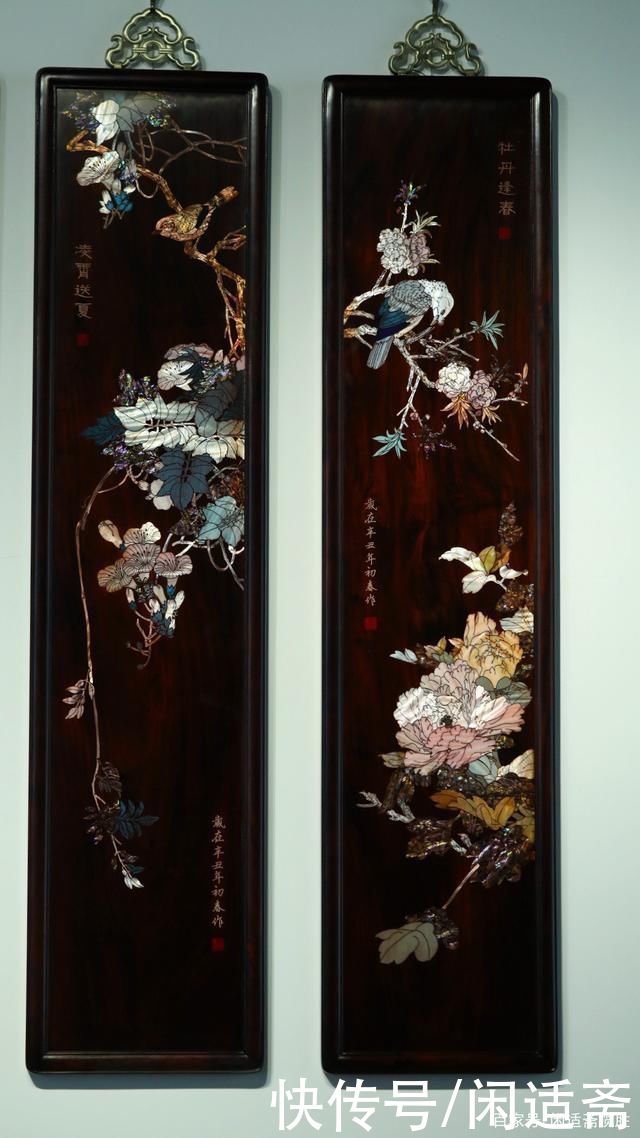 老挝大红酸枝|传统中式装饰画，大红酸枝，春夏秋冬，四条屏