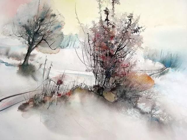 东方$富有诗意的水彩,带着东方水墨的质感,果真是妙啊