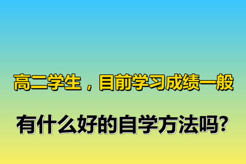 高二学生，目前学习成绩一般，有什么好的自学方法吗？