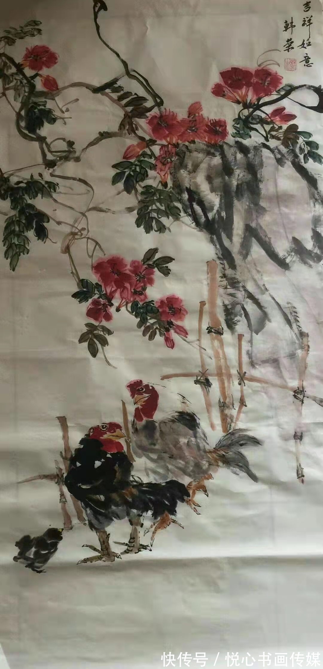 牡丹$构图大气，富贵天成，当代著名画家韩荣国画作品欣赏