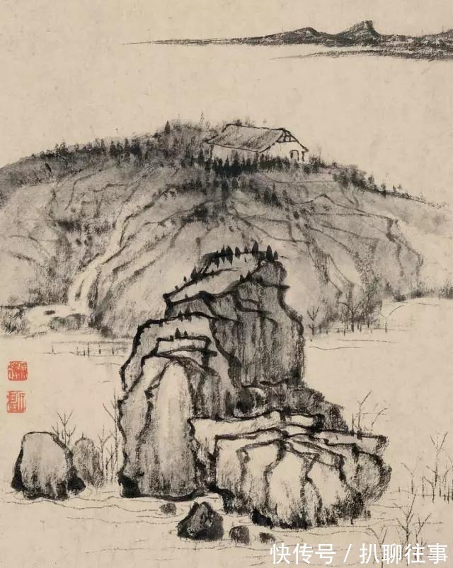 西岩松雪图@清初四大画僧笔下的意境山水,不只是养眼