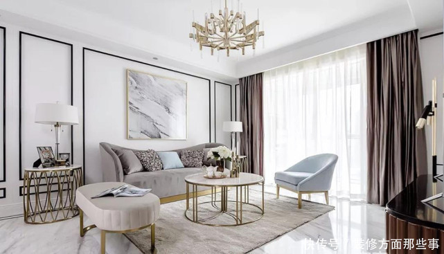 视觉效果|124平有现代轻奢感三居室,金属元素的运用分分钟提升颜值