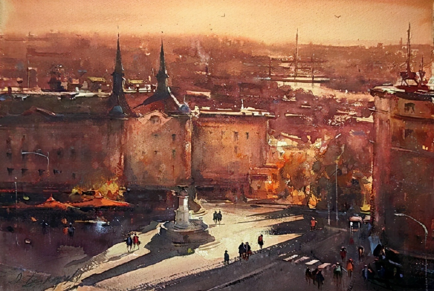 水彩画!水染的建筑与街道,塞尔维亚水彩画大师Dusan Djukaric作品(一)