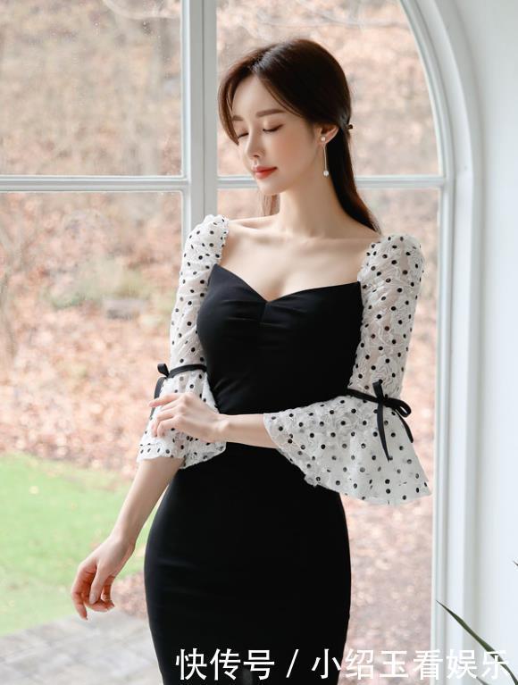 女人味|孙允珠黑色抹胸包臀裙,性感中凸显女人味