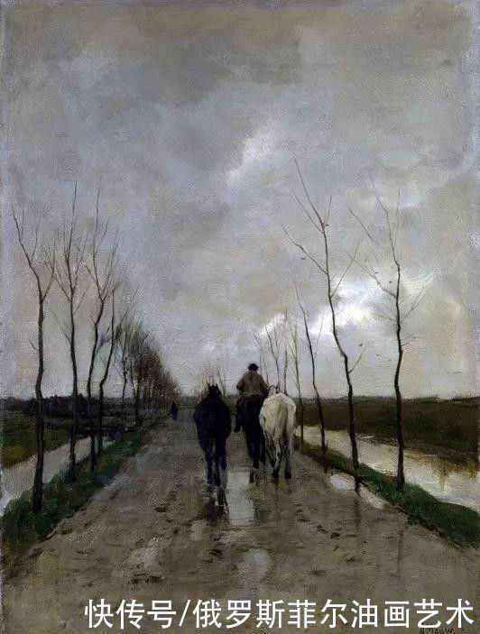 盛开的桃花|荷兰画家,海牙画派的代表人物~梵高妹夫的风景油画作品欣赏