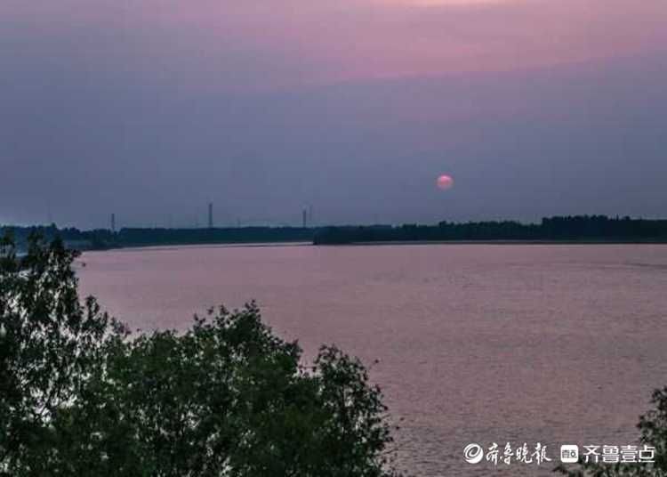 这里的落日真美！济南黄河夕阳西下绚彩多姿，红霞飞满天|情报站| 济南