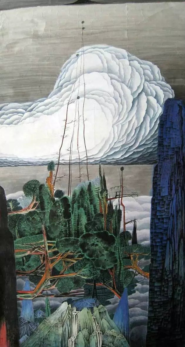 山水画$“江南鬼才”笔下的工笔山水画,色彩丰富,太震撼了!