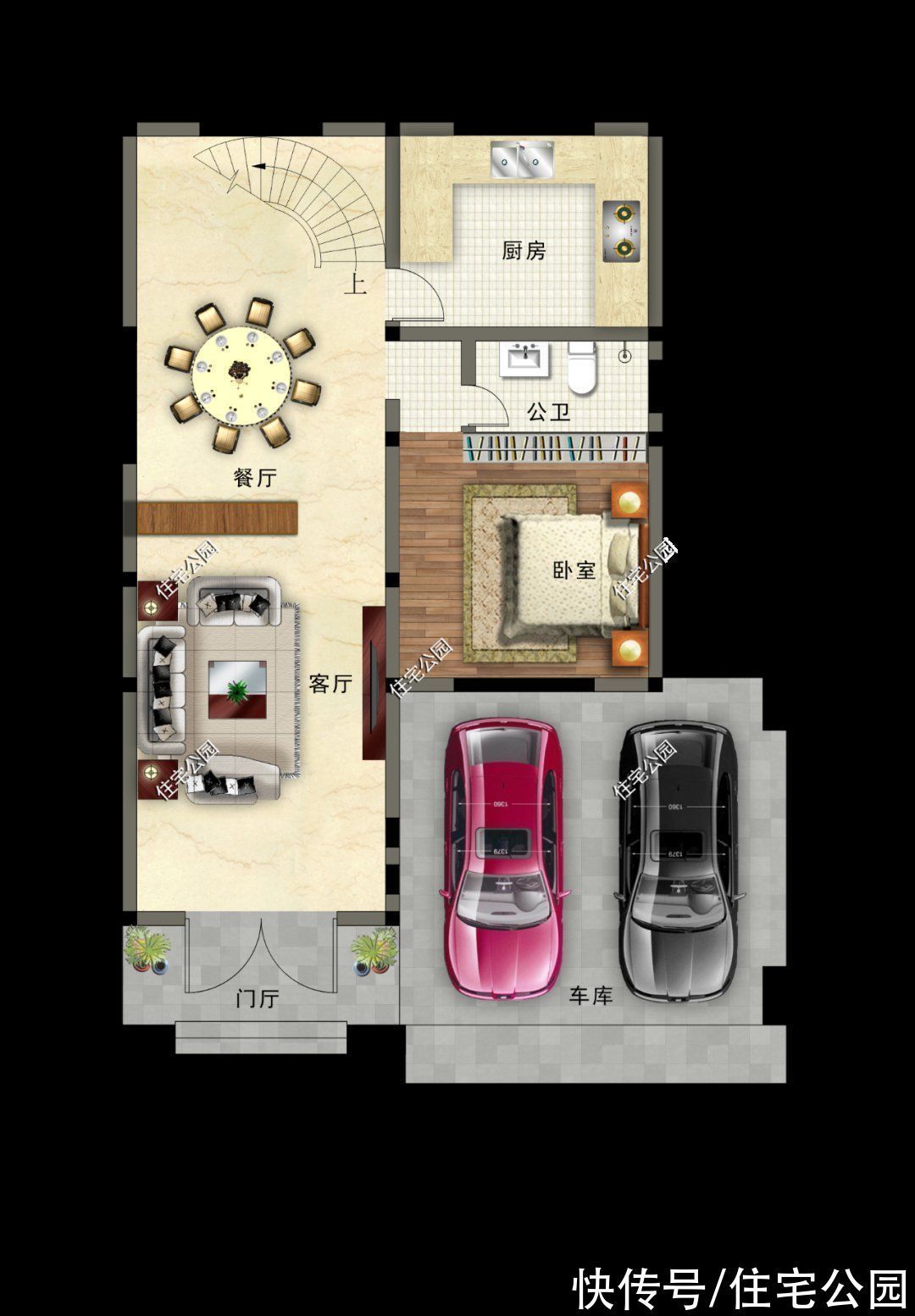 房屋|11×15米现代别墅,有车库还有旋转楼梯,这样设计果然受欢迎