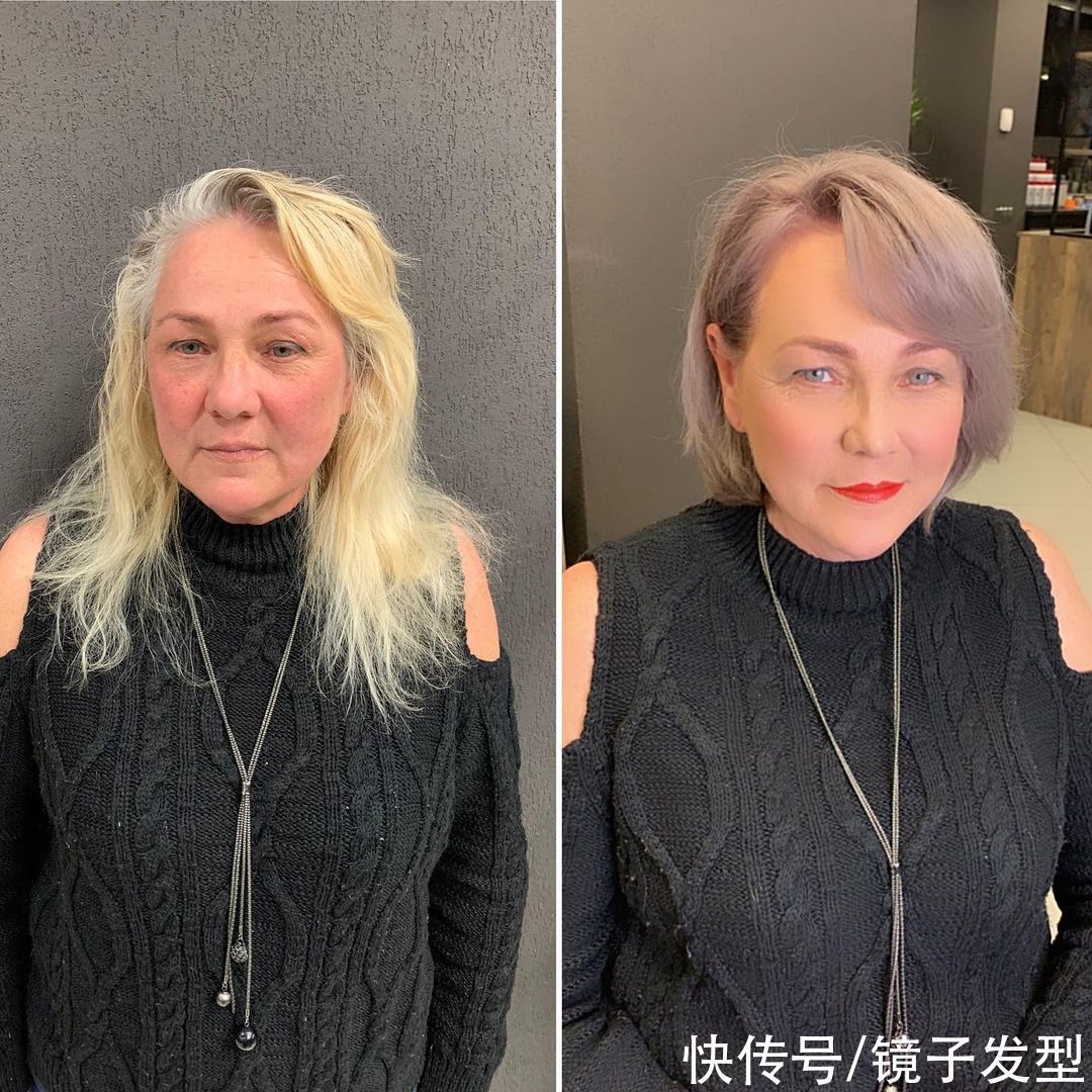 短发 这才叫换发型，时尚瘦脸颜值翻倍，白发大姐美到不敢相信
