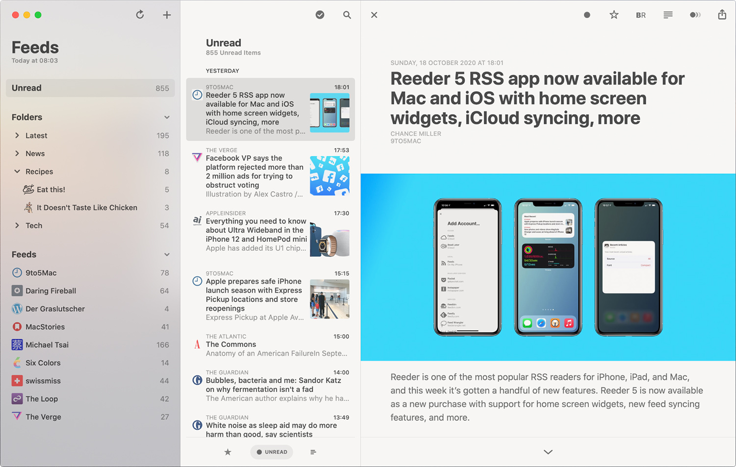 Reeder for Mac v5.2.2 MAS RSS阅读管理-无忧下载