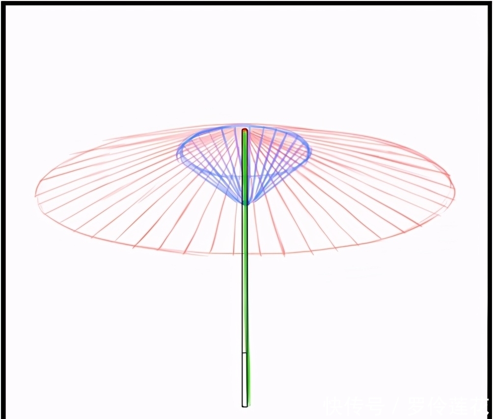椭圆形|动漫日系雨伞怎么画？教你用集中线尺画一把日本雨伞！