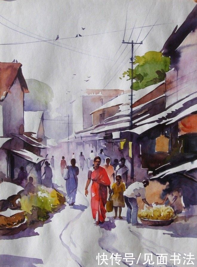  绘画|「愙斋书法」印度Elayaraja水彩绘画作品