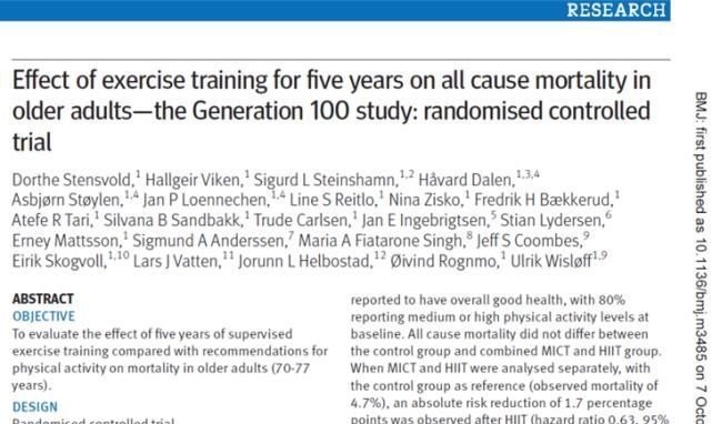 高强度|生命在于运动还是静养?1500名老人研究证实:高强度运动更长寿