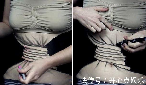 作画@女教师把在肚子上作画,完成作品后,结果课堂沸腾了