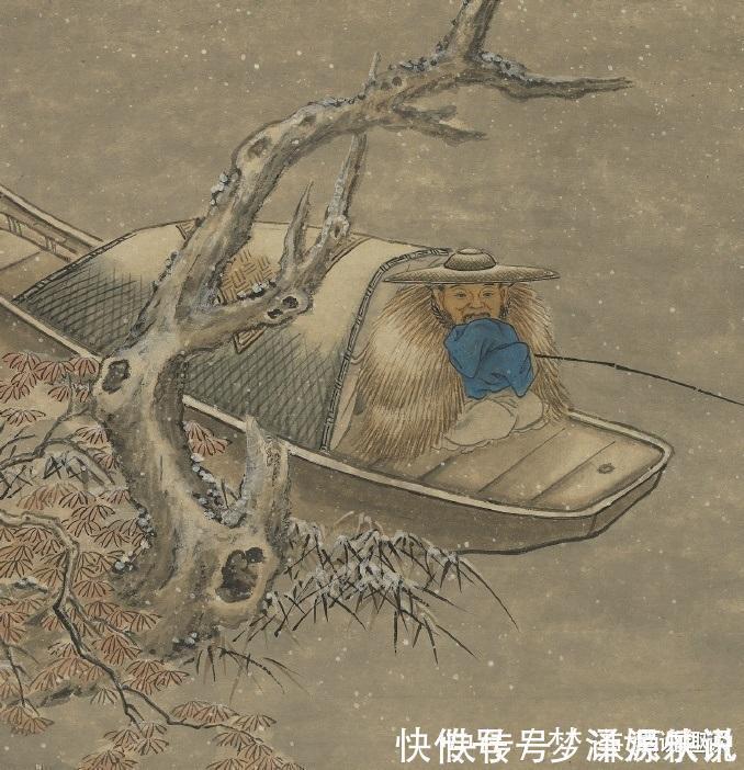 文徵明#500年前的一幅古画,老人江中钓鱼,却被乾隆盖了10多个章