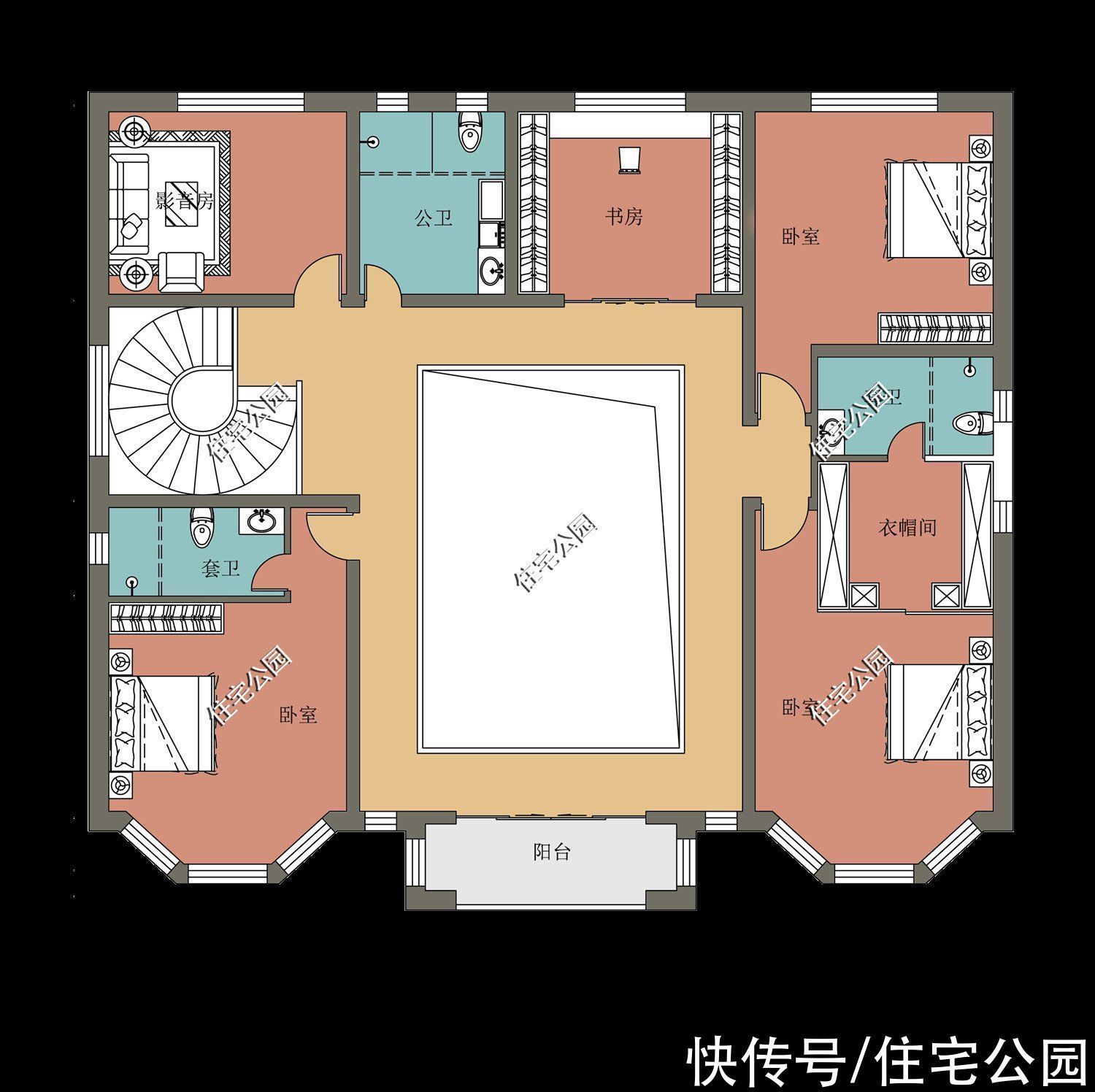 户型|15套挑空客厅户型，专为农村老百姓设计，2021年这样建房面子十足